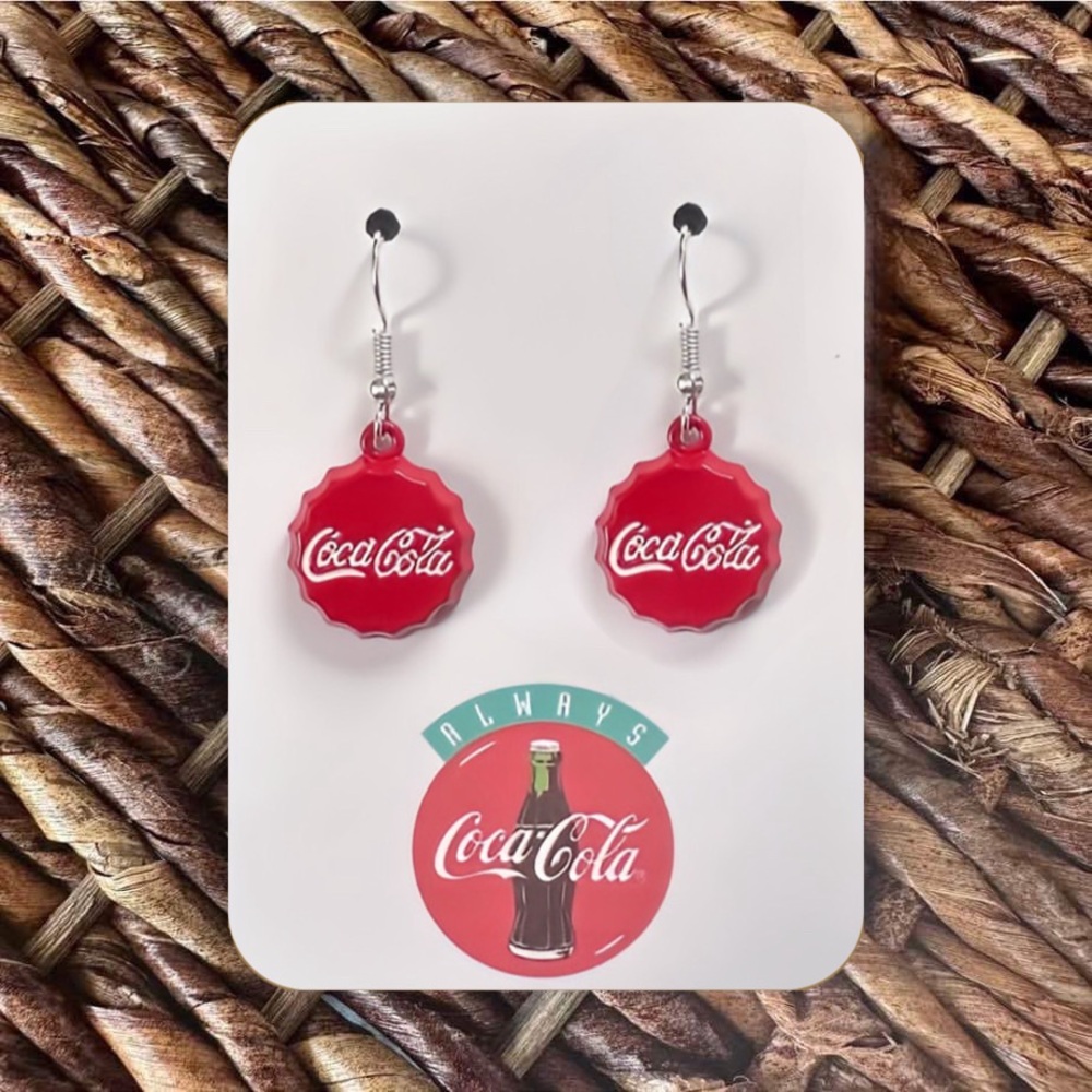 New Handmade "Always Coca-Cola" Earrings (1.5" long x 0.75" wide)